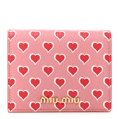 Miu Miu Goatskin Madras Cuori Wallet Rosa Fuoco 1 of 7