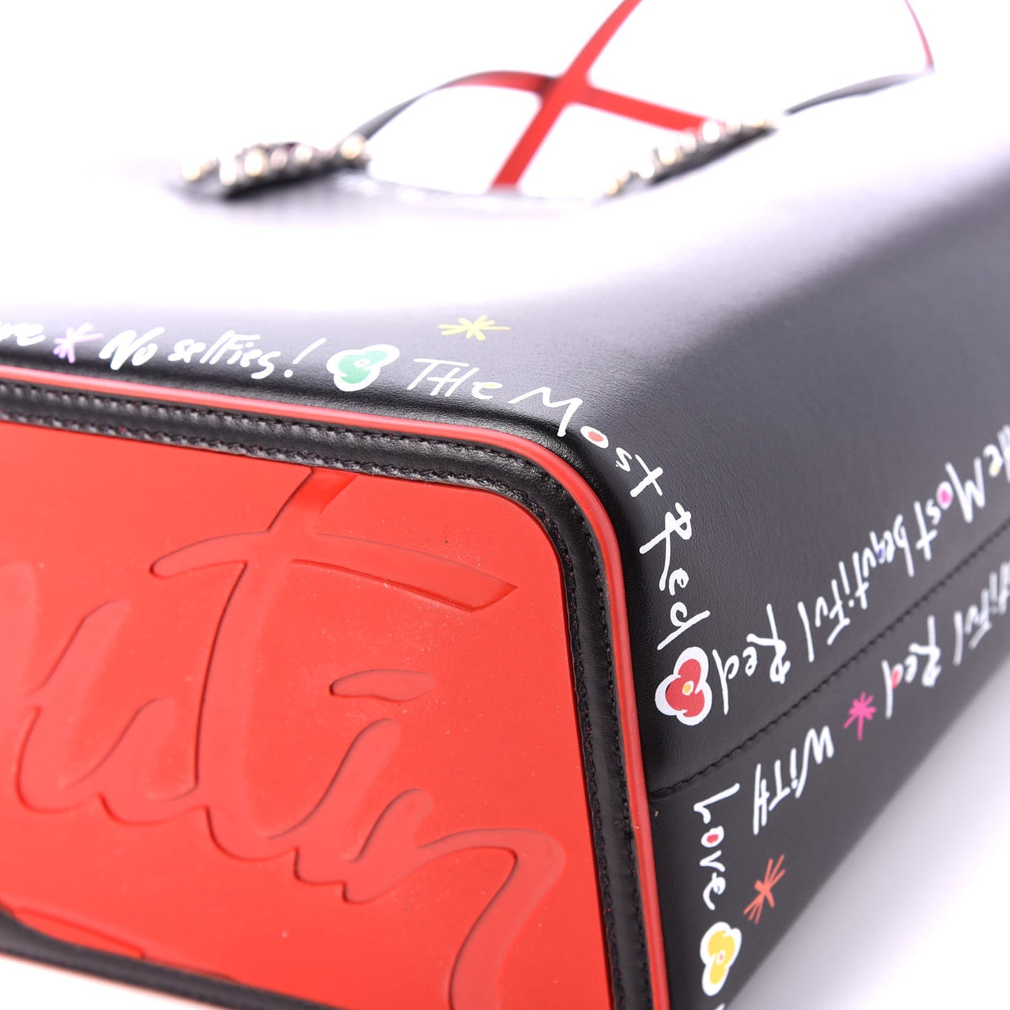 Calfskin Beautiful Red East West Cabata Tote Black Multicolor