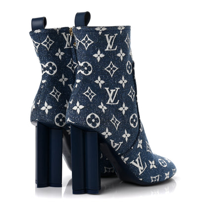 Louis Vuitton Denim Monogram Silhouette Ankle Boots 39 Navy Blue 4 of 6