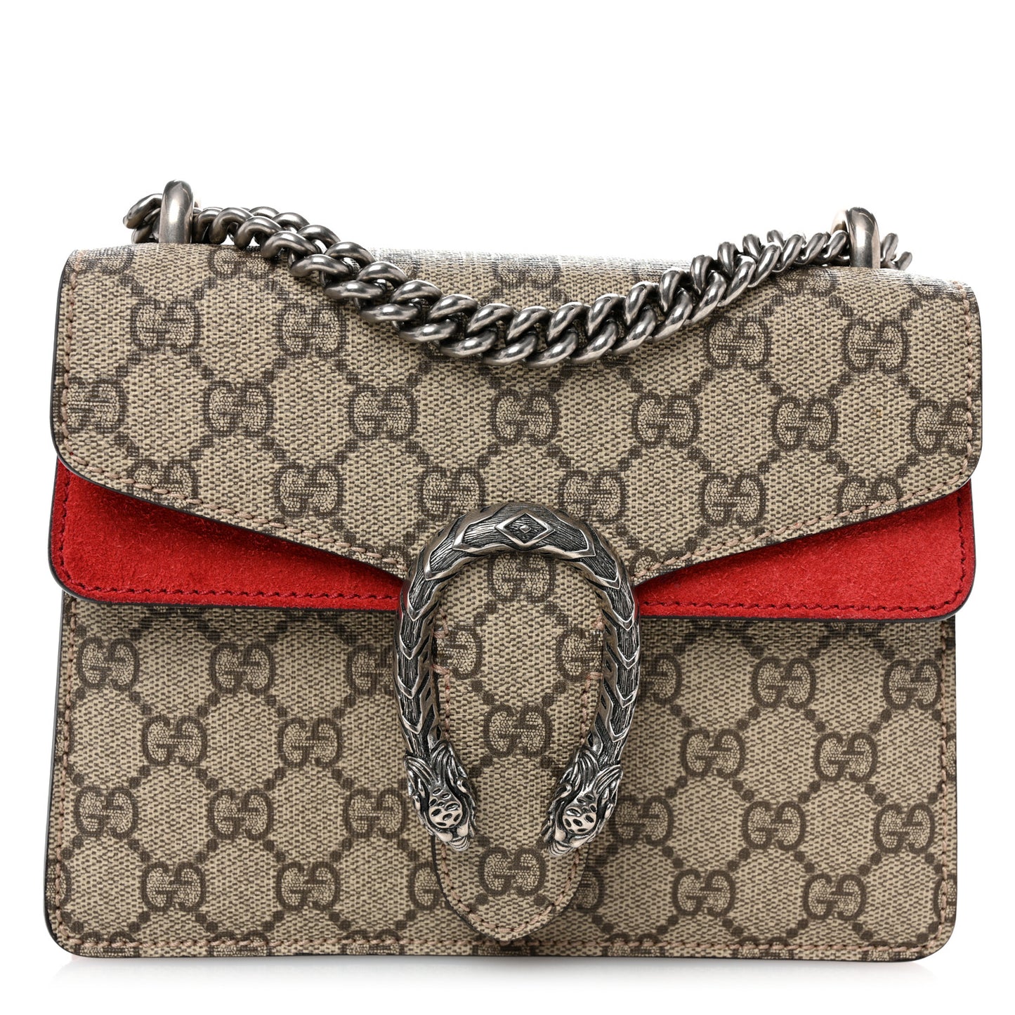 GG Supreme Monogram Mini Dionysus Shoulder Bag Hibiscus Red