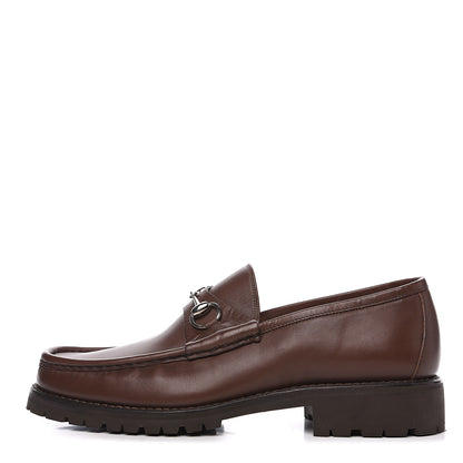 Gucci Laredo Calfskin Mens Horsebit Lug Sole Loafers 9 Brown 1 of 9