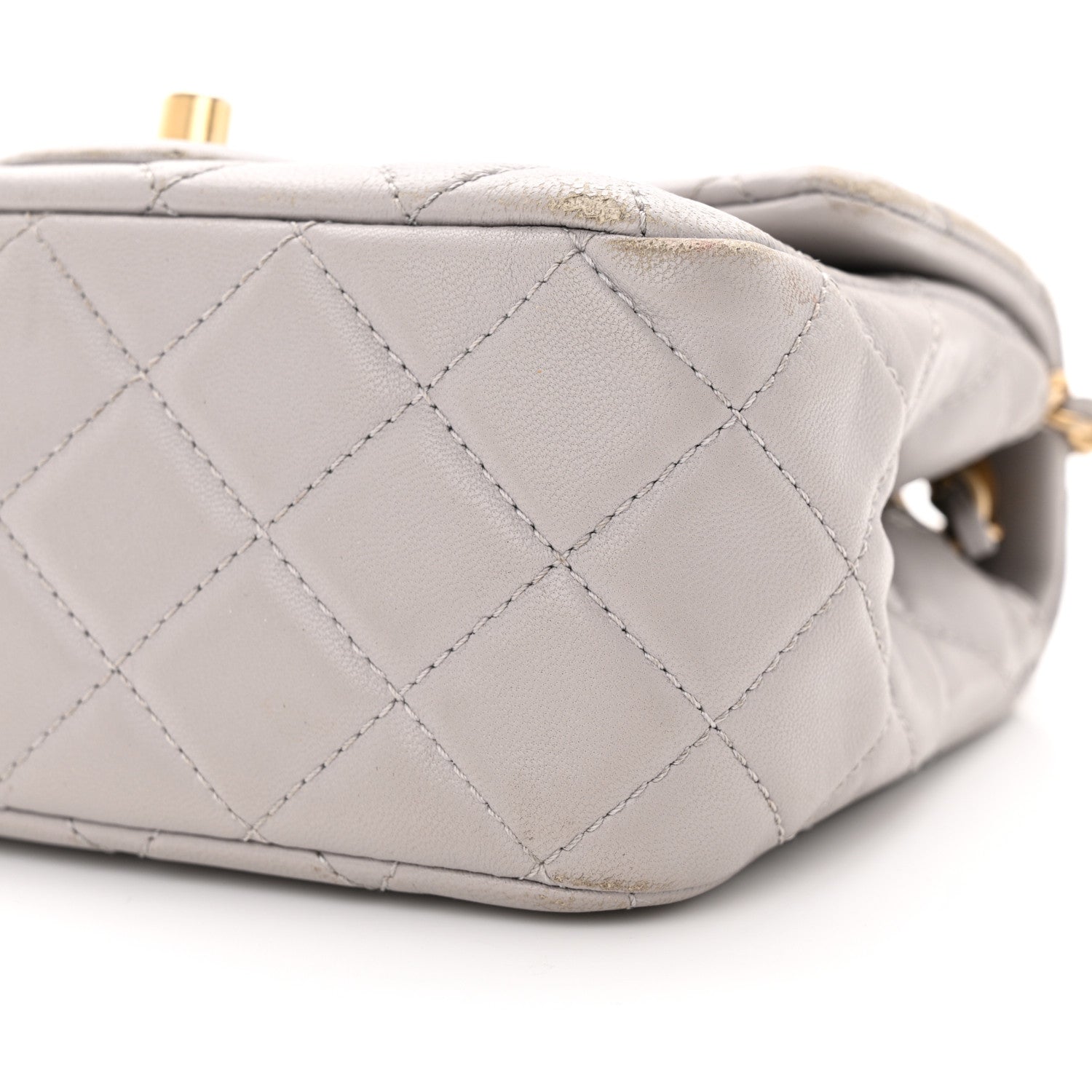 Chanel Lambskin Quilted Mini Pearl Crush Flap Light Grey 10 of 15