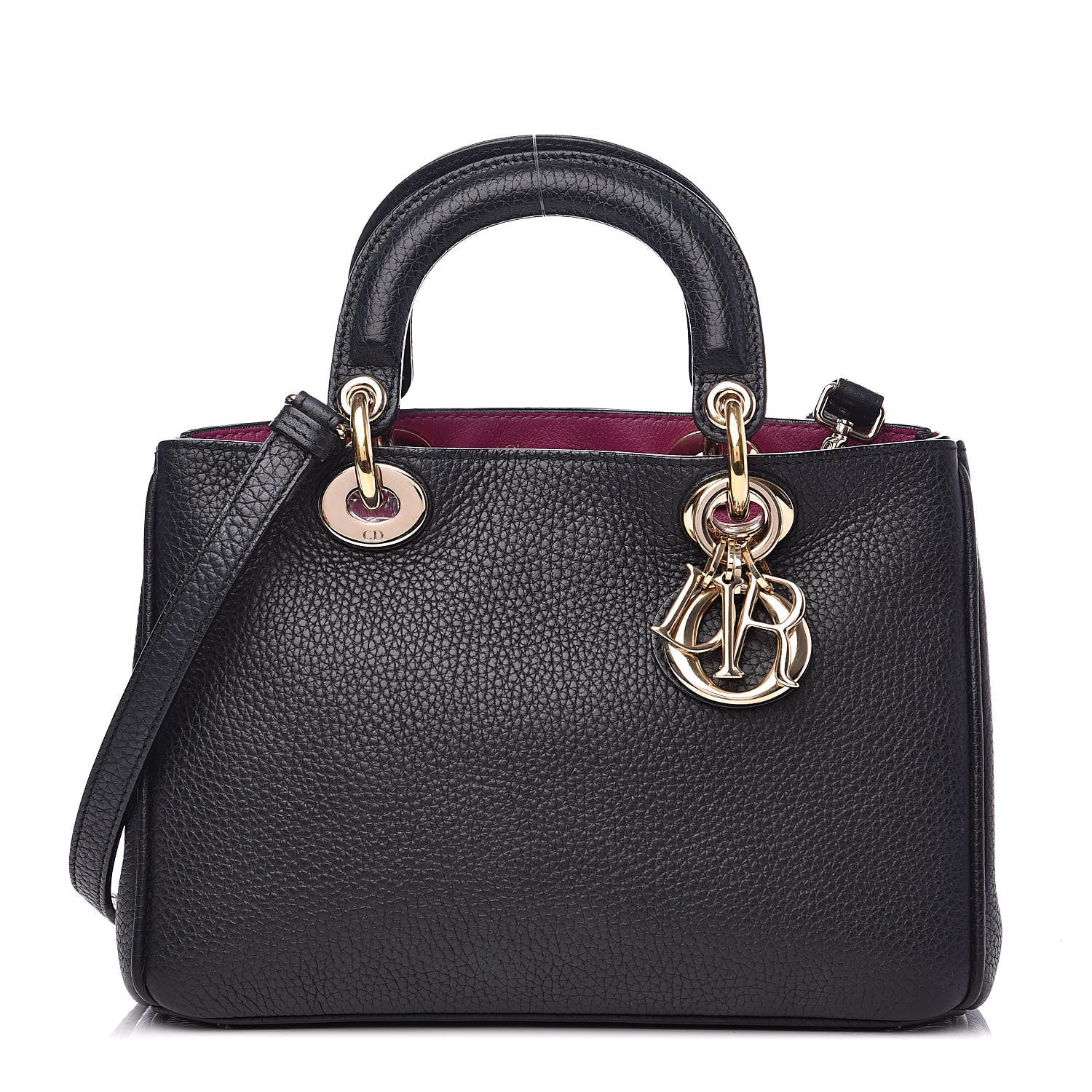 Christian Dior Bullcalf Mini Diorissimo Tote Black Rose Indien 1 of 9