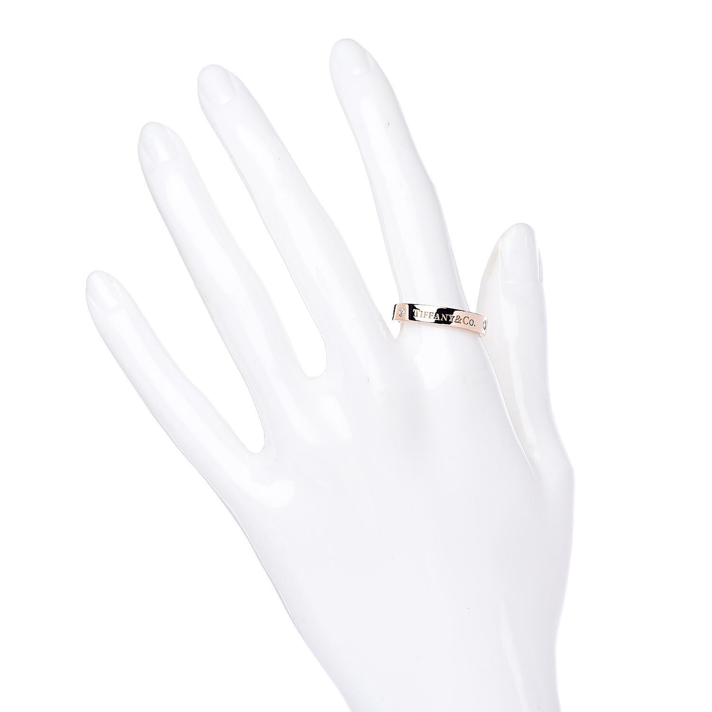 18K Rose Gold Diamond 4mm Logo Band Ring 53 6.25