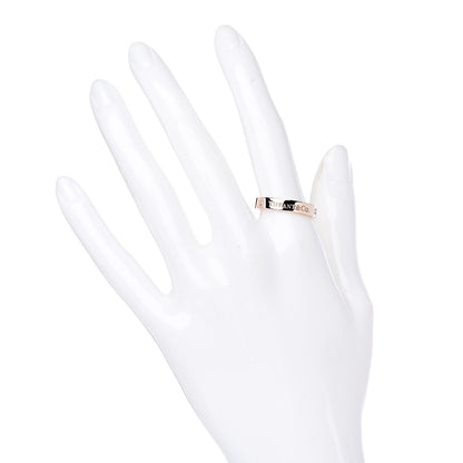 Tiffany 18K Rose Gold Diamond 4mm Logo Band Ring 53 6.25 2 of 4