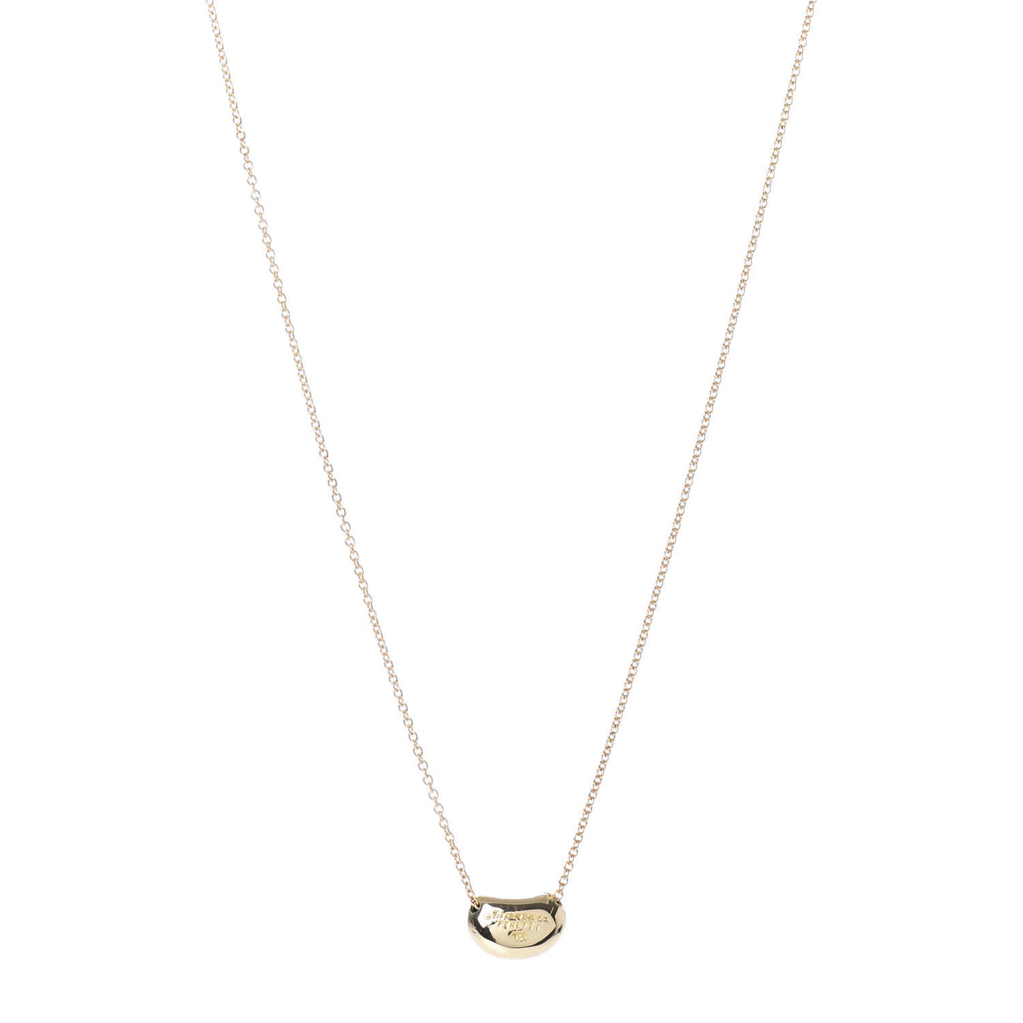 18K Yellow Gold 11mm Elsa Peretti Bean Pendant Necklace