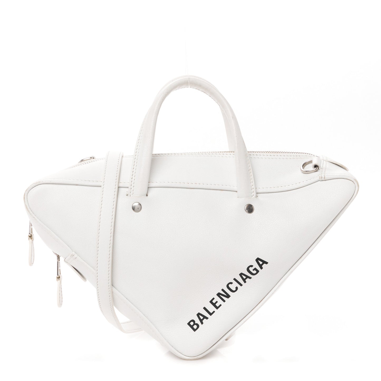 Calfskin S Triangle Duffle White