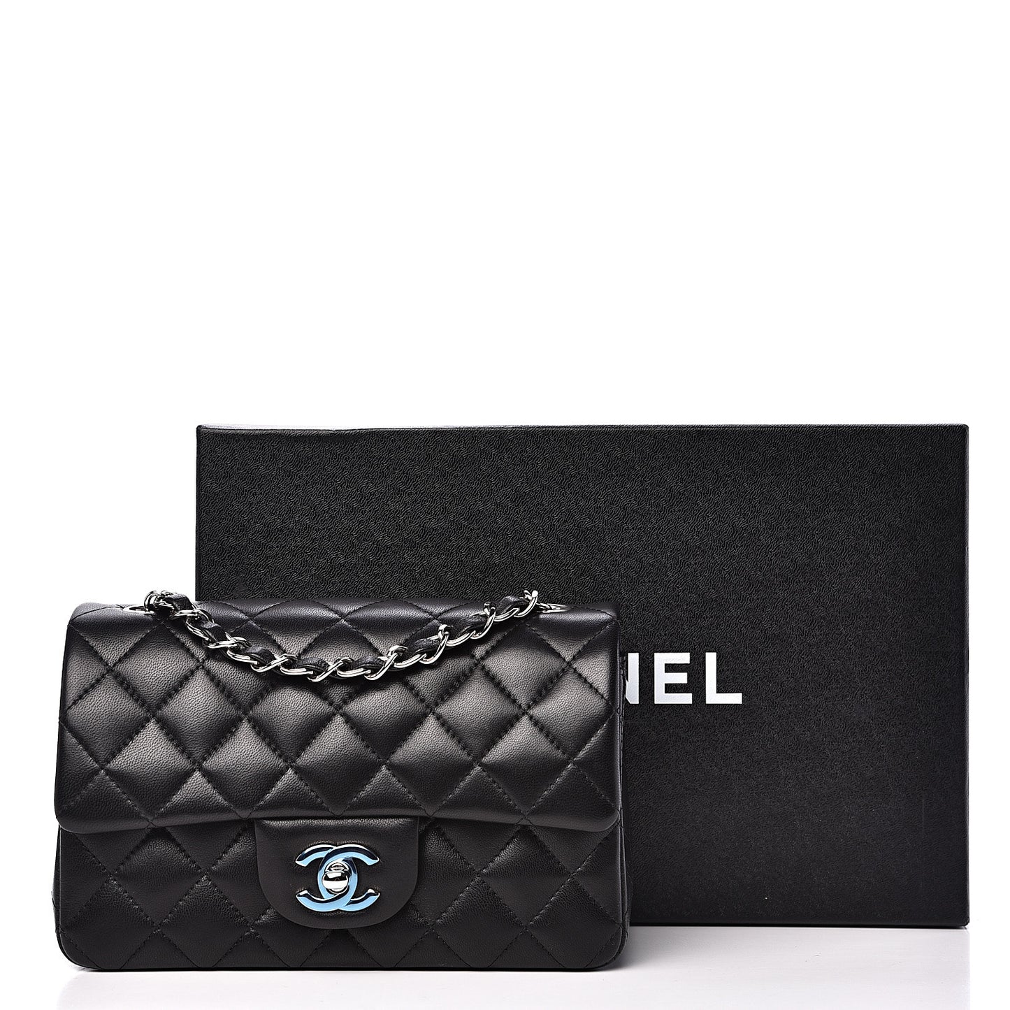 Lambskin Quilted Mini Rectangular Flap Black