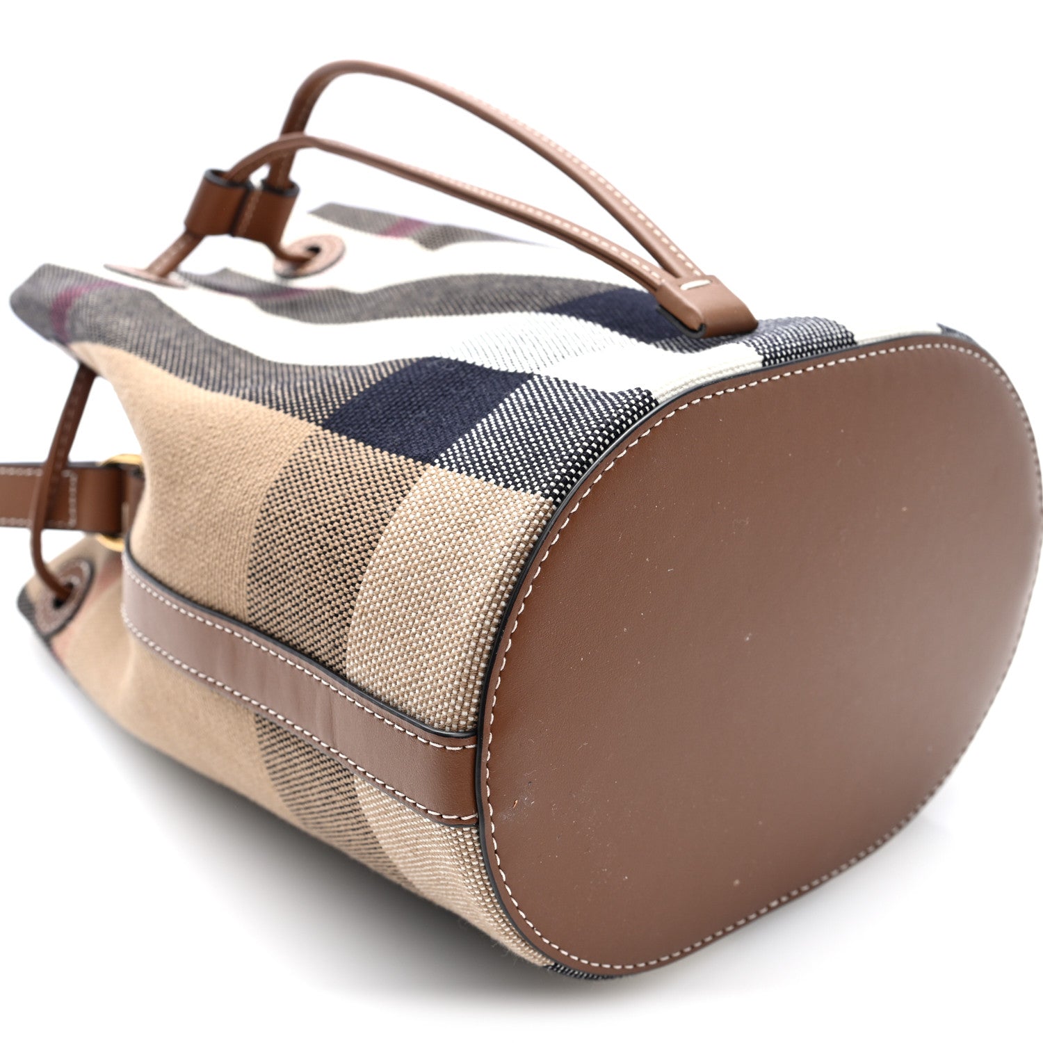 Burberry Giant Check Canvas Small Bucket Bag Taupe Brown 8 of 9