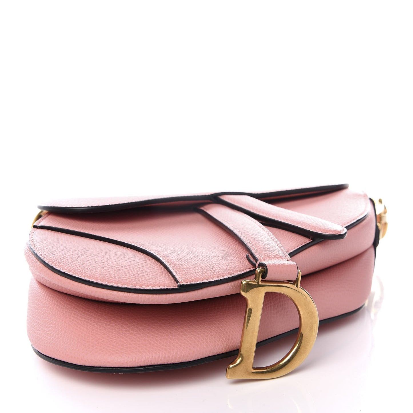 Grained Calfskin Mini Saddle Bag Pink
