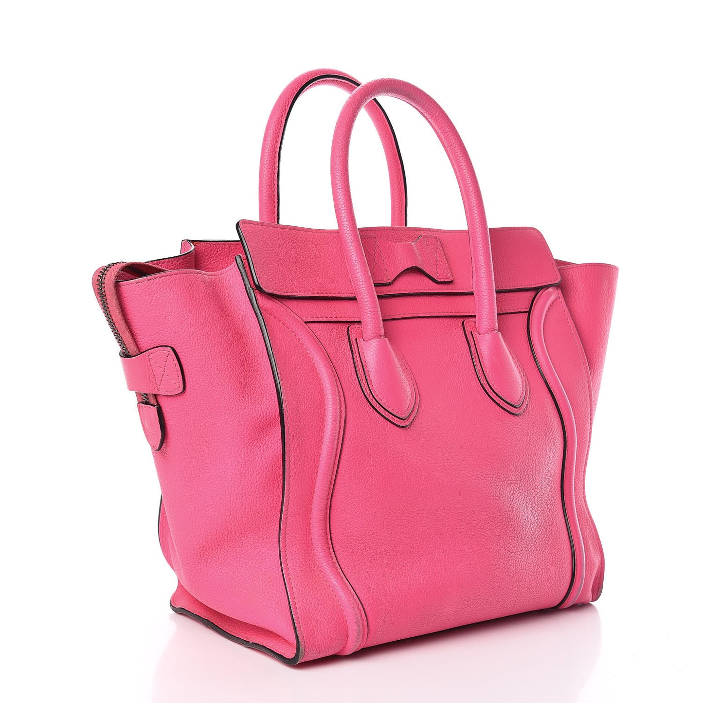 Drummed Calfskin Mini Luggage Fluo Pink