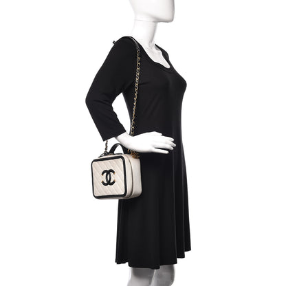 Chanel Caviar Quilted Medium CC Filigree Vanity Case White Black 2 of 11