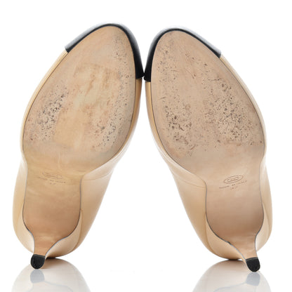 Chanel Lambskin Cap Toe Pumps 37 Beige Black 5 of 20