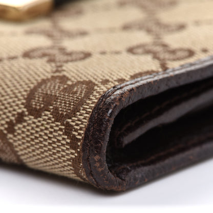 Gucci Monogram Calfskin Ladies Web Long Wallet Beige Ebony Cocoa 10 of 15