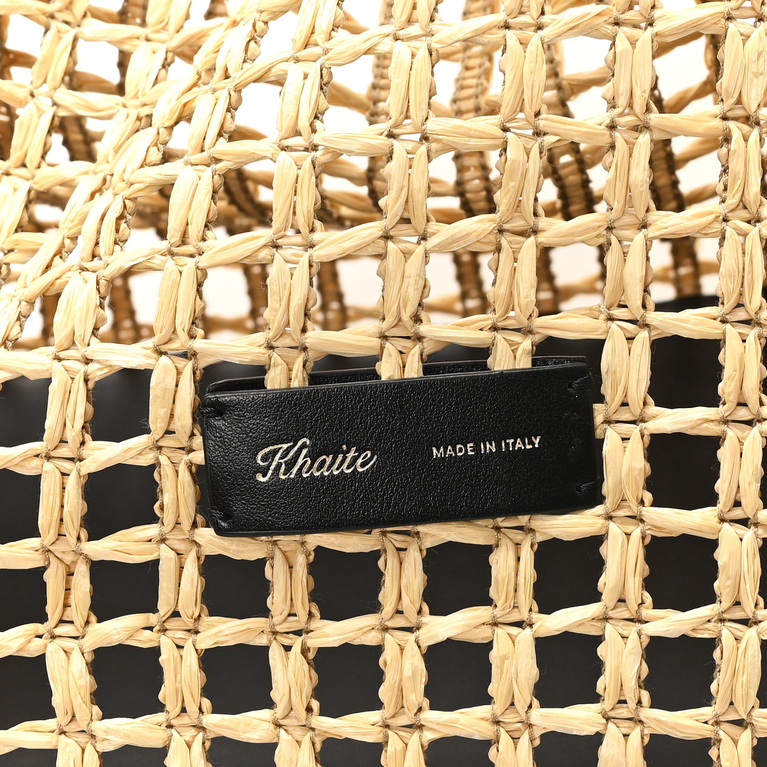 Khaite Raffia Calfskin June Cutout Palm Tote Natural Black 6 of 9
