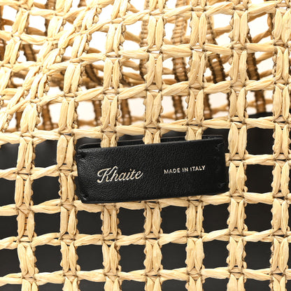 Khaite Raffia Calfskin June Cutout Palm Tote Natural Black 6 of 9