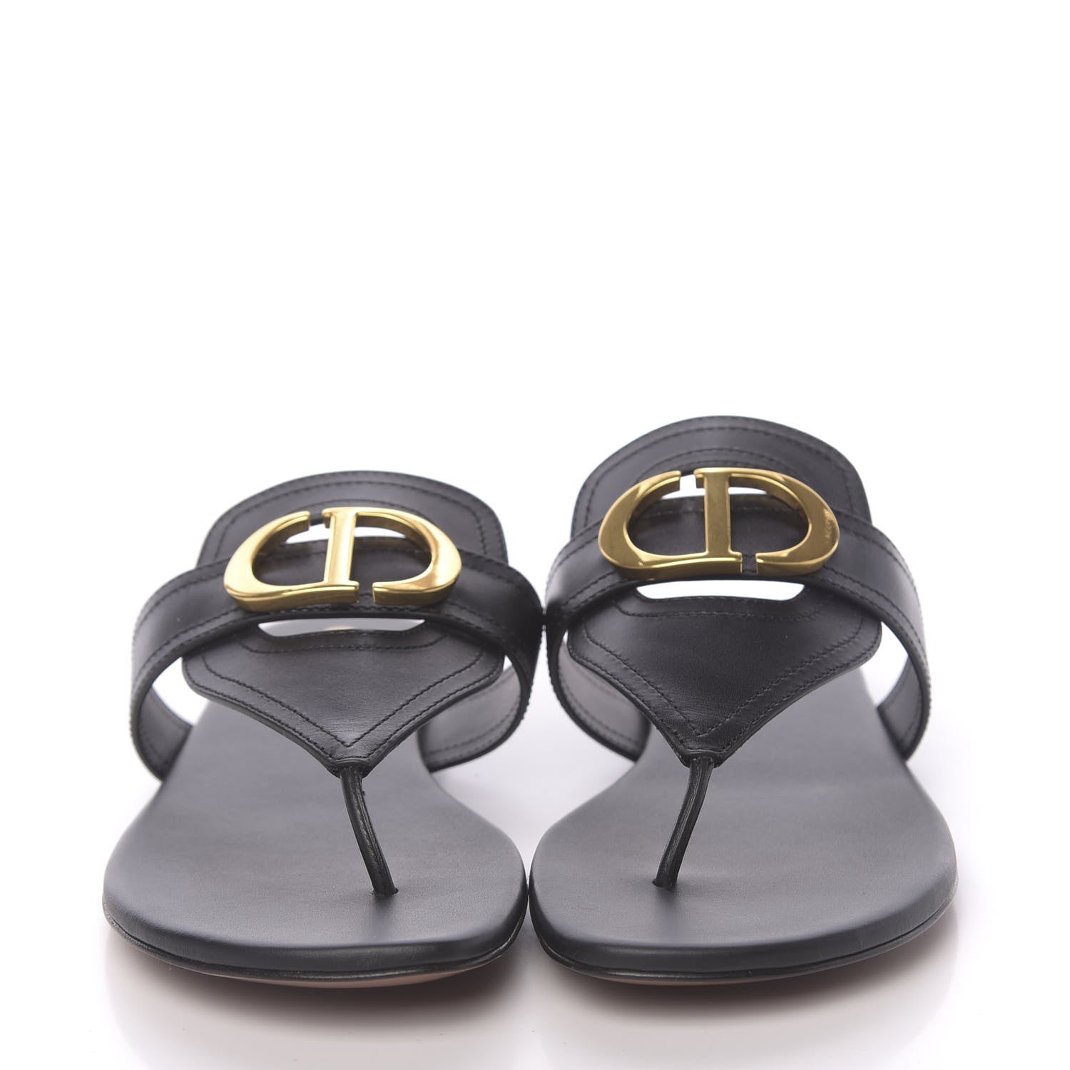 Christian Dior Calfskin 30 Montaigne Thong Sandals 39.5 Black 2 of 9