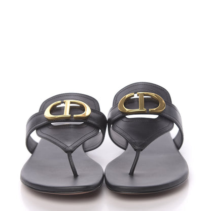 Christian Dior Calfskin 30 Montaigne Thong Sandals 39.5 Black 2 of 9