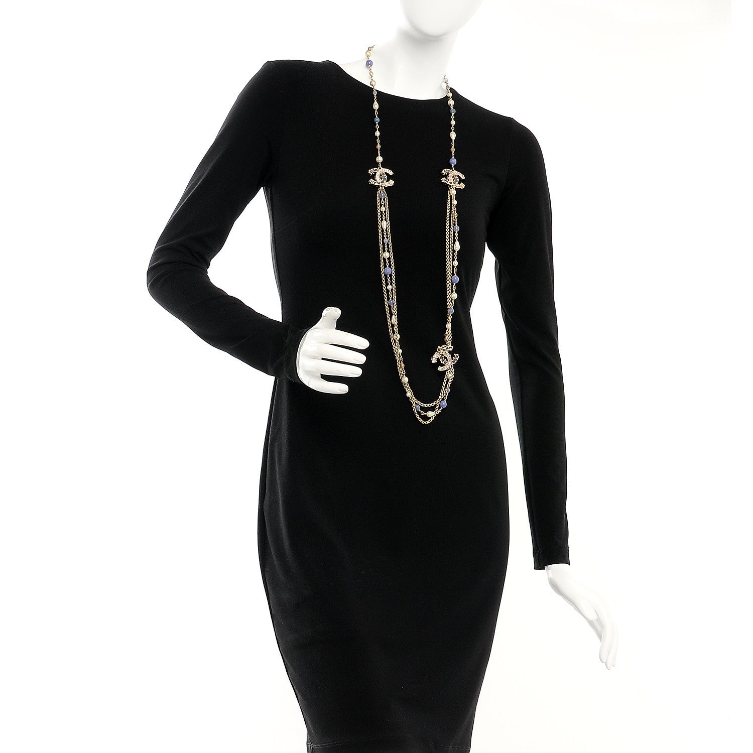 Chanel Pearl Beaded Enamel CC Long Necklace Gold Purple 2 of 7