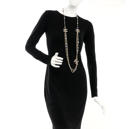 Chanel Pearl Beaded Enamel CC Long Necklace Gold Purple 2 of 7