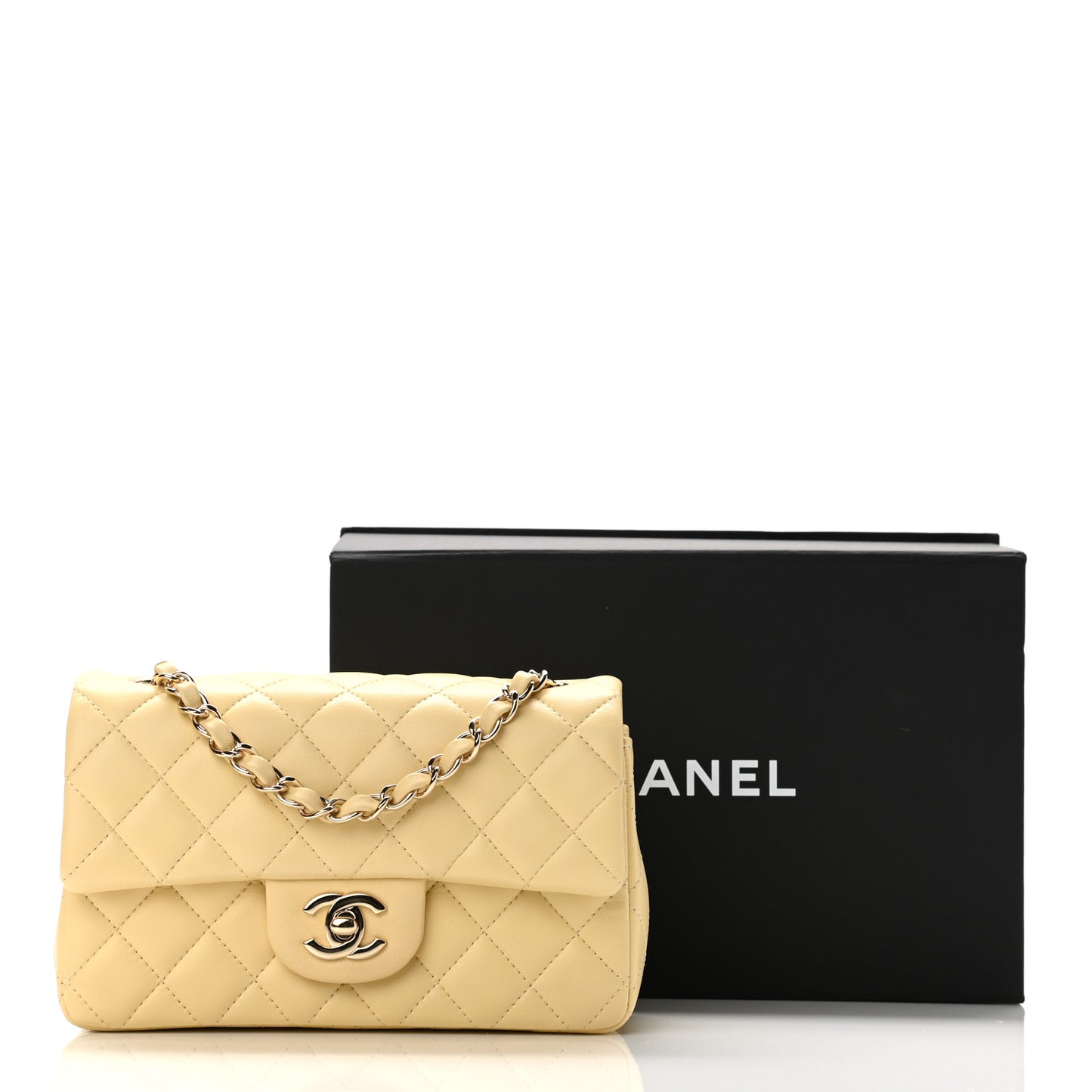 Lambskin Quilted Mini Rectangular Flap Yellow
