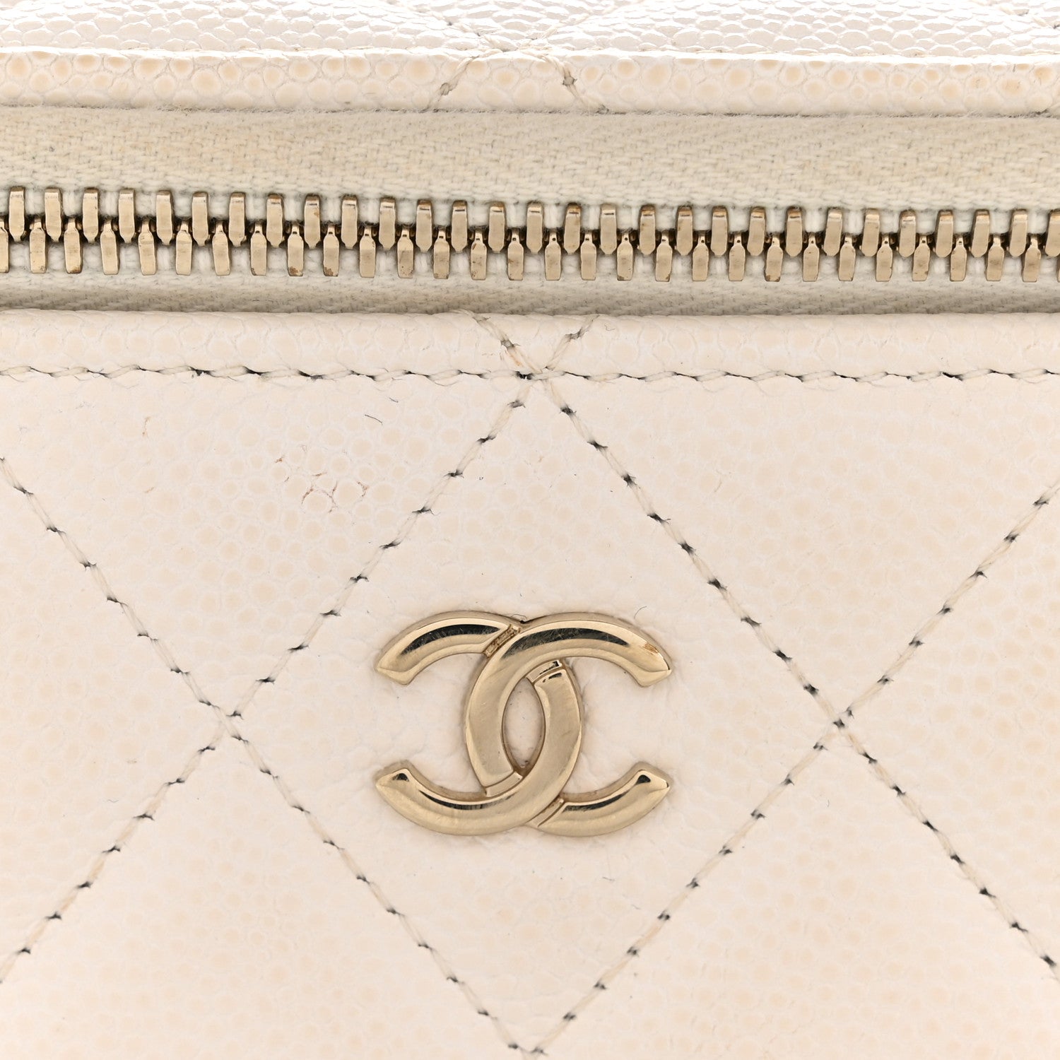 Chanel Caviar Quilted Small Vanity Case With Chain White 12 of 13
