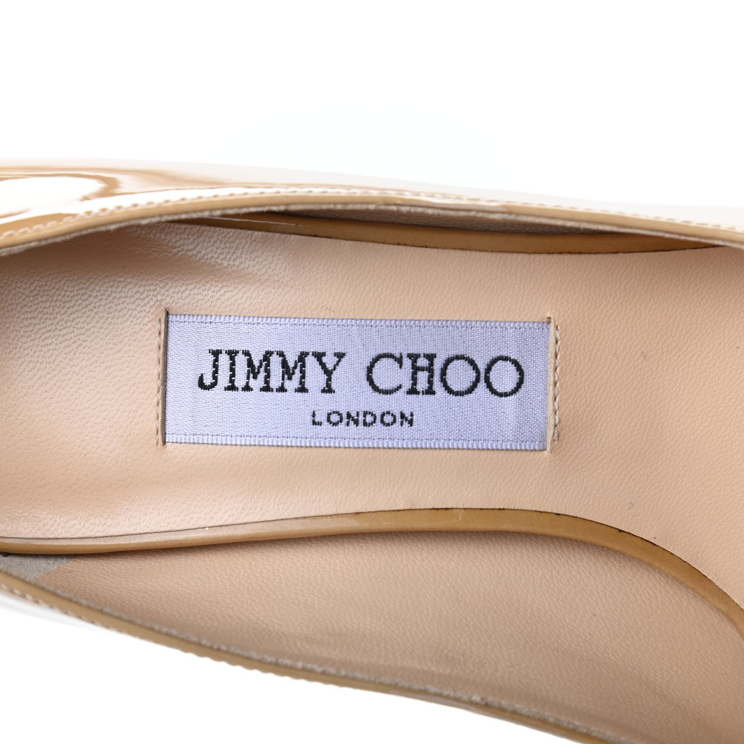 Jimmy Choo Patent Luna Platform Peep Toe Pumps 37 Nude 7 of 7