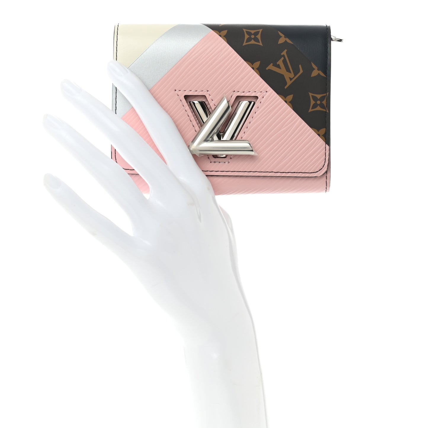 Epi Monogram Tape Twist Compact Wallet Rose White