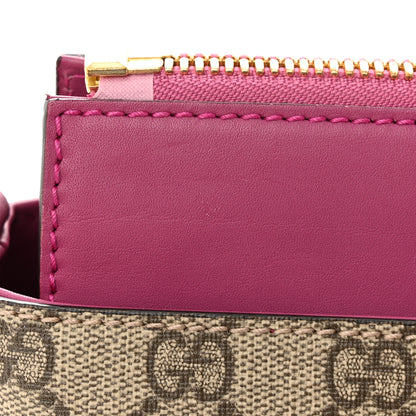 Gucci GG Supreme Monogram Moon Calfskin Small Zip Top Tote Beige Ebony Hibiscus Red New Rosette 13 of 14