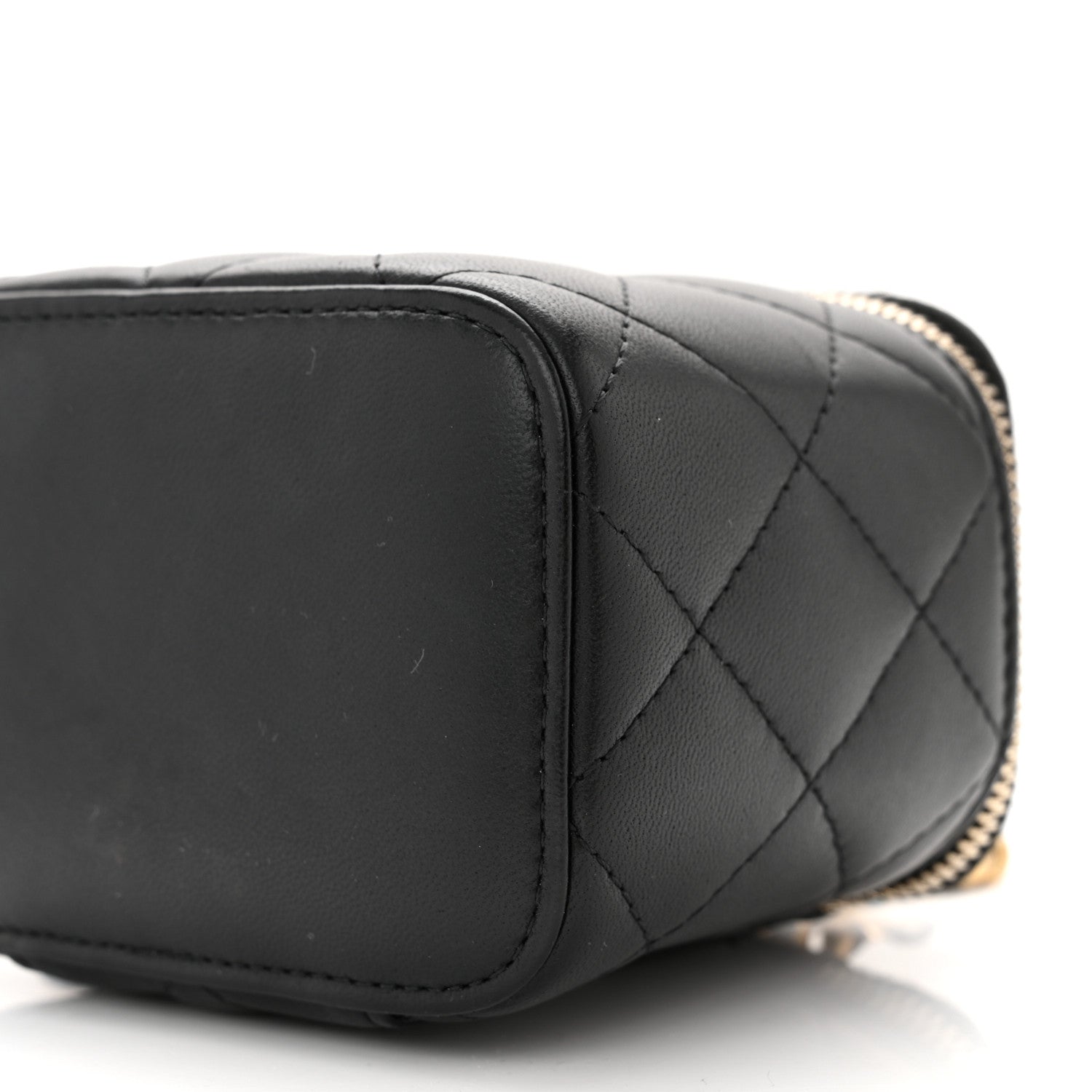 Chanel Lambskin Quilted Mini Pearl Crush Vanity Case With Chain Black 10 of 11