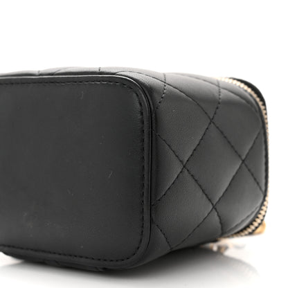 Chanel Lambskin Quilted Mini Pearl Crush Vanity Case With Chain Black 10 of 11