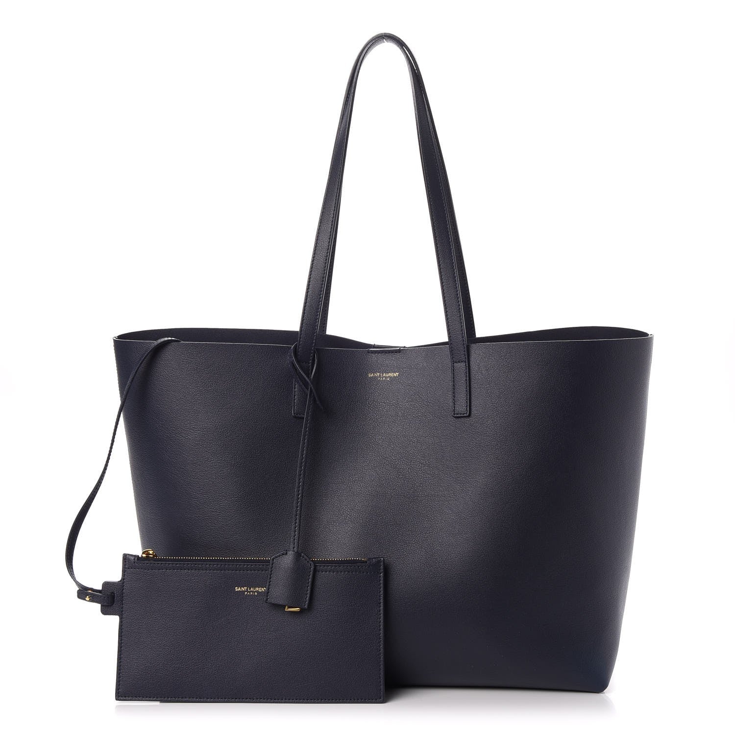 Saint Laurent Calfskin Large Shopping Tote Deep Marine 1 of 10
