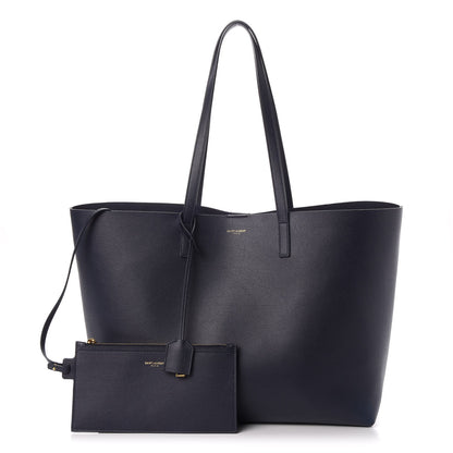 Saint Laurent Calfskin Large Shopping Tote Deep Marine 1 of 10