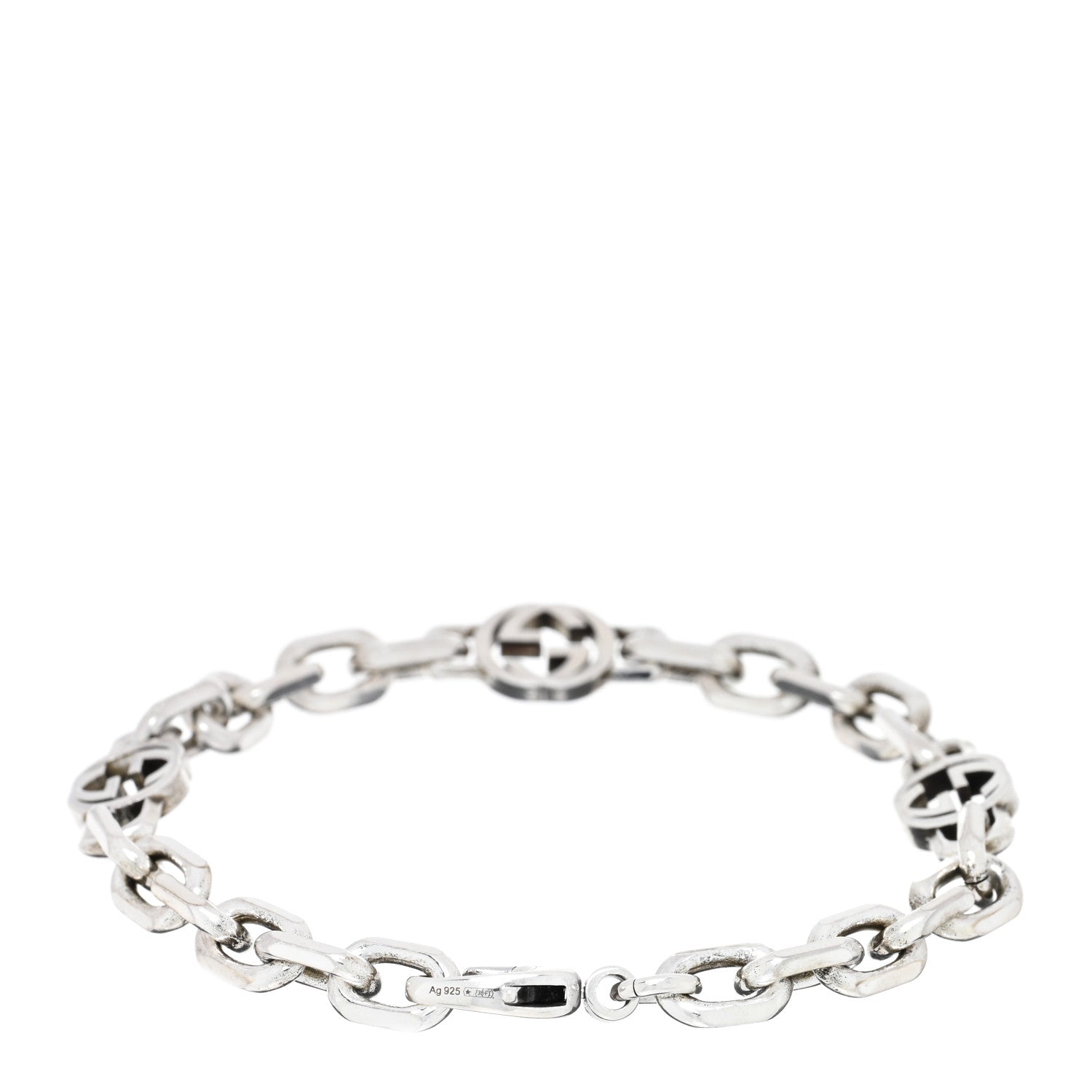 Gucci Sterling Silver Narrow Interlocking G Link Bracelet 2 of 3