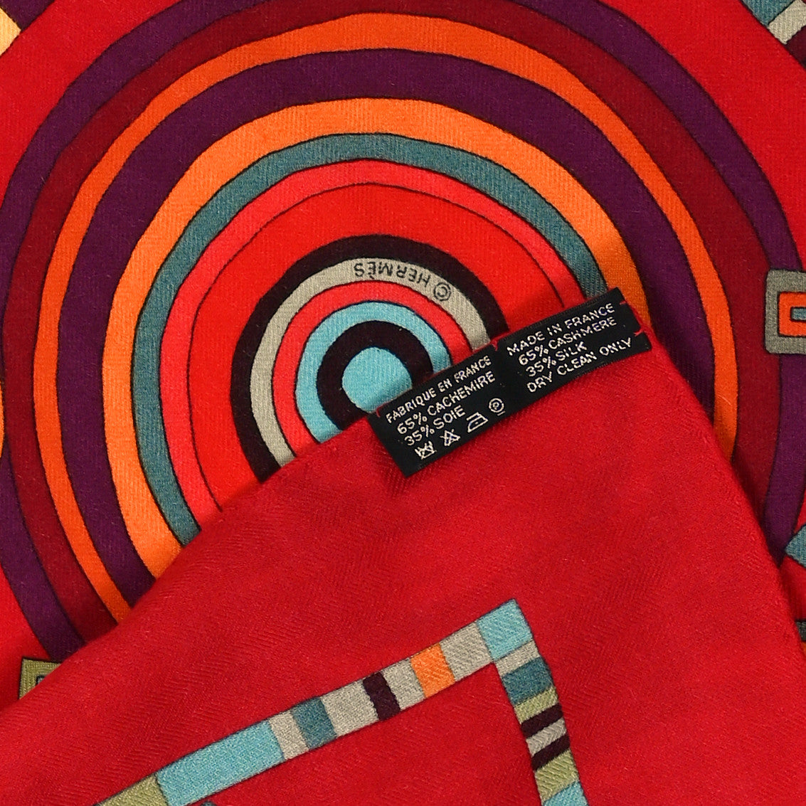Hermes Cashmere Silk Tohu Bohu Shawl 140 Rouge Multicolor 2 of 3