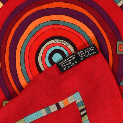 Hermes Cashmere Silk Tohu Bohu Shawl 140 Rouge Multicolor 2 of 3