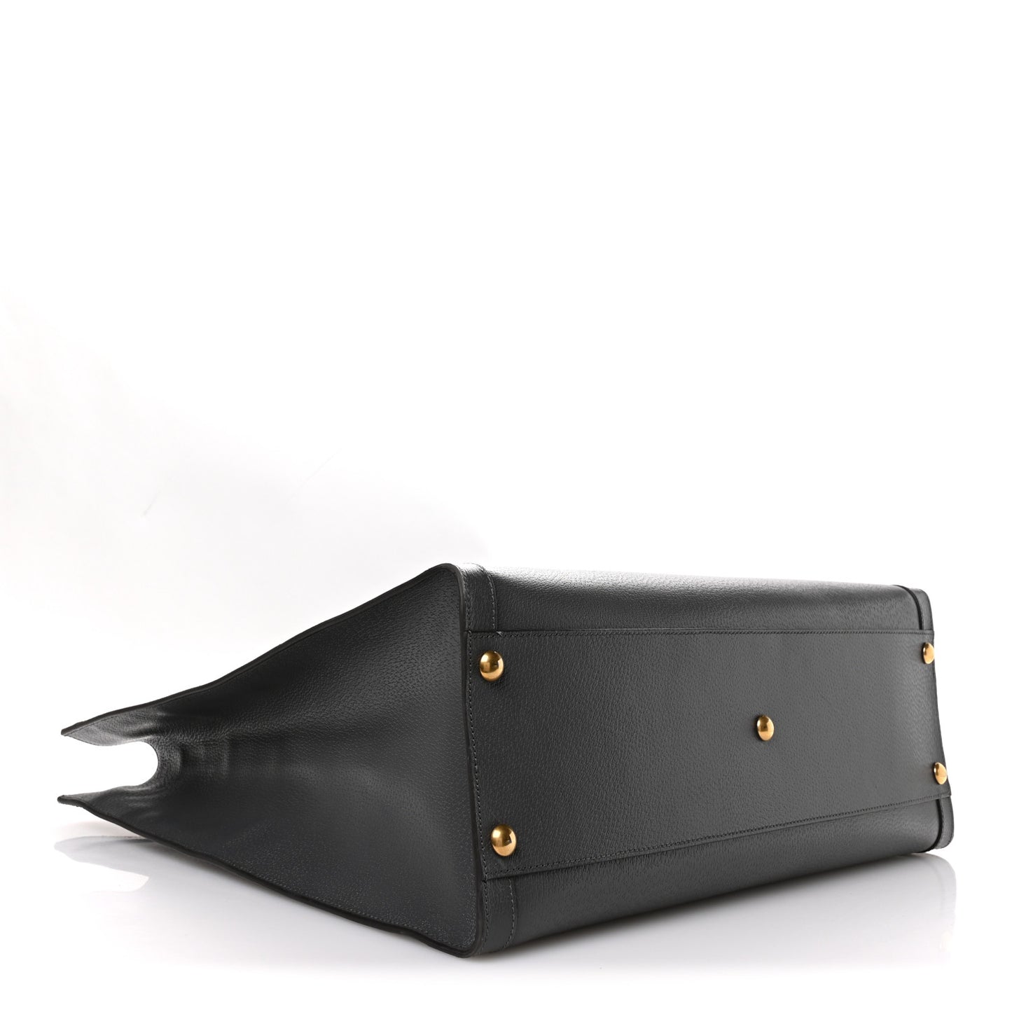 Textured Dollar Calfskin Web Studded Maxi Diana Tote Bag Graphite Grey