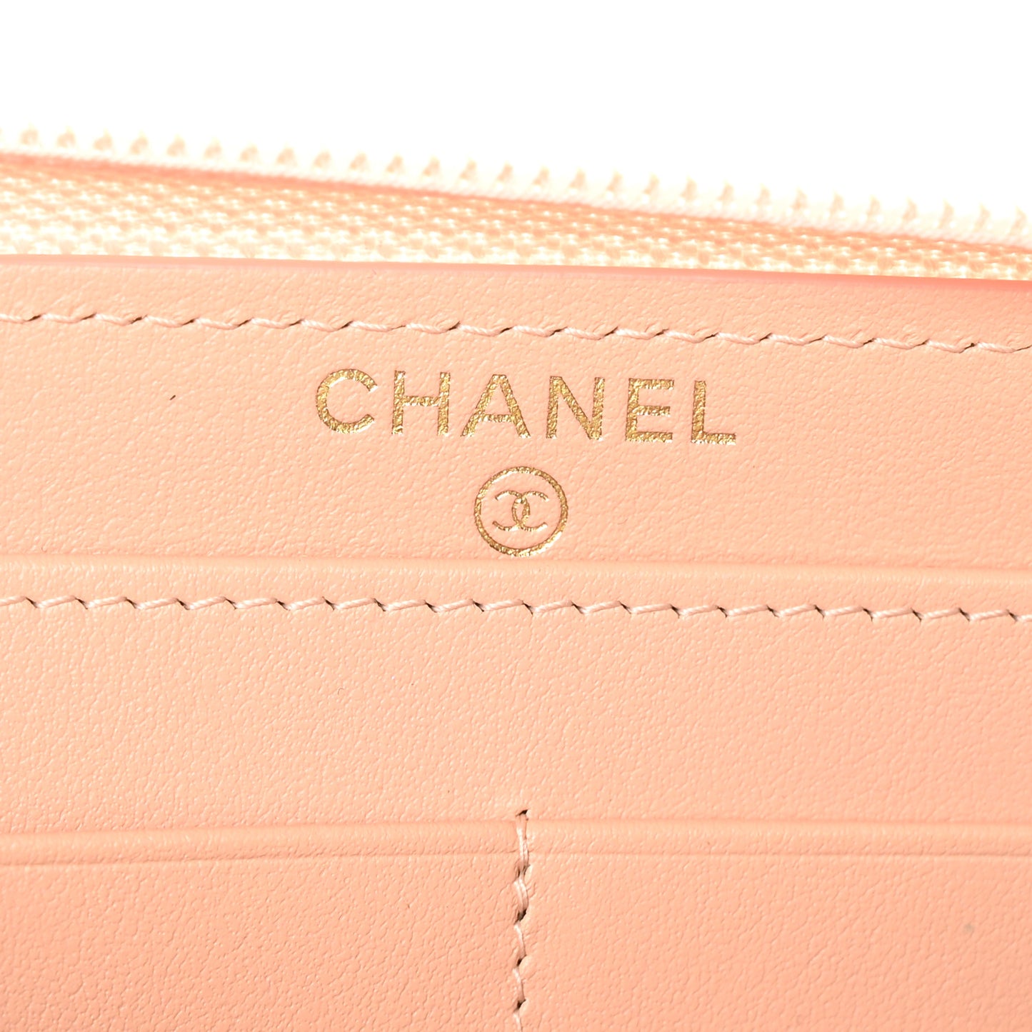 Caviar Quilted Boy Long Zip Around Wallet Light Pink