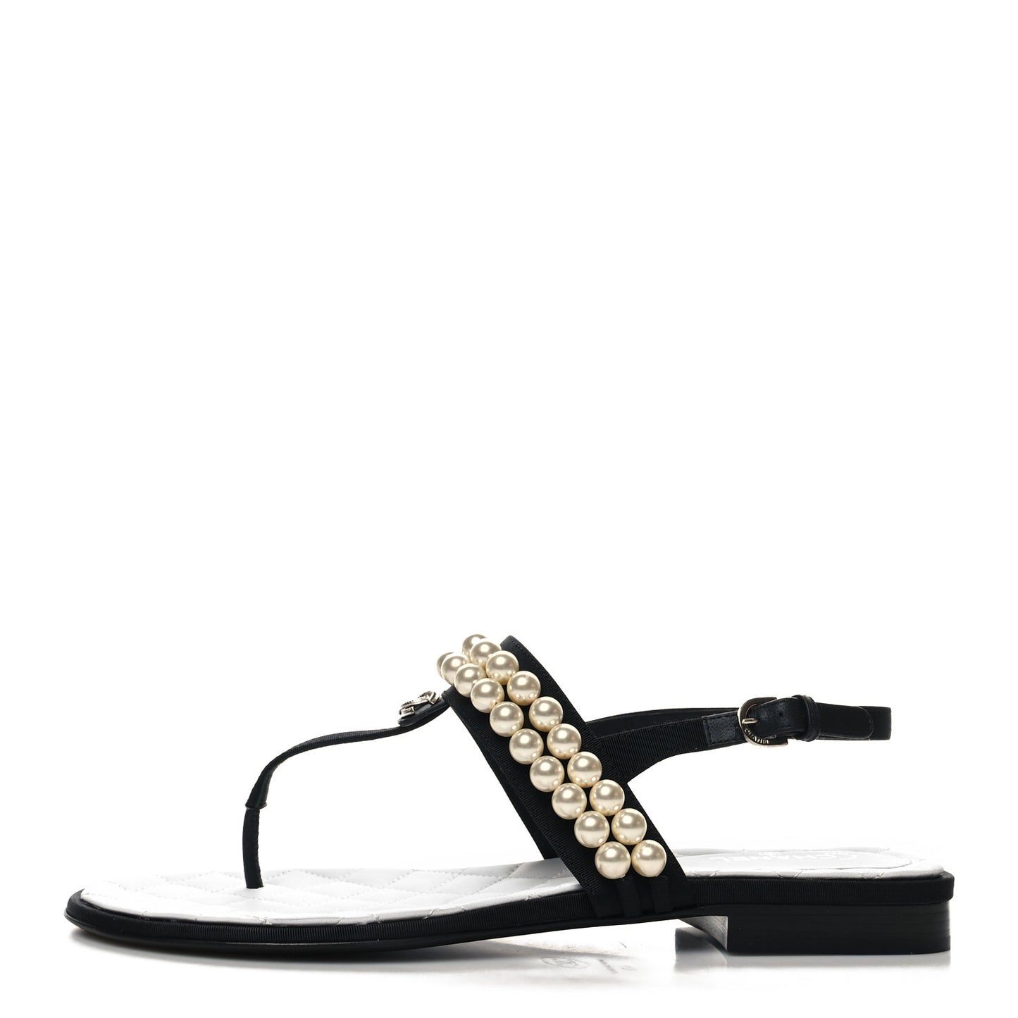 Grosgrain Pearl CC Sandals 40 Black