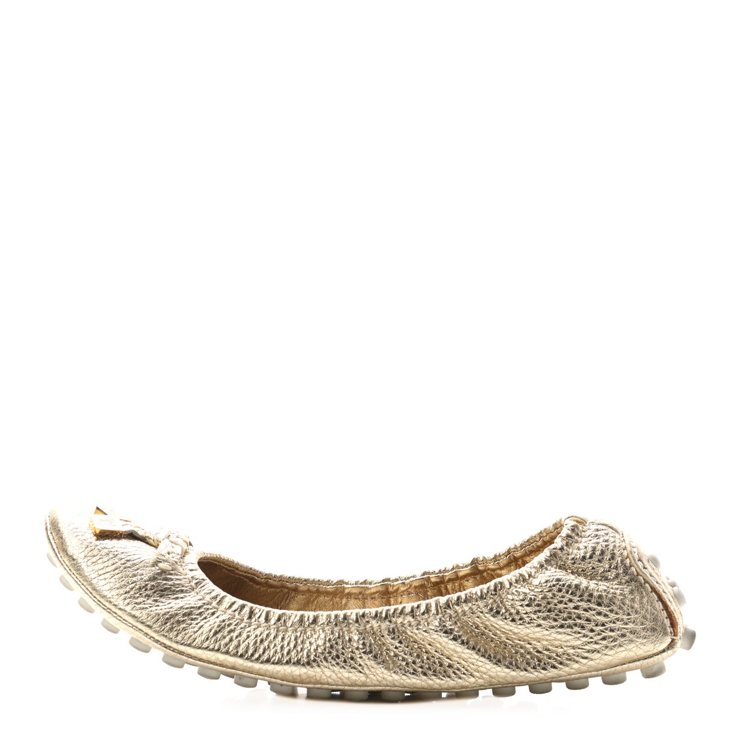 Metallic Calfskin Lemon Ballerina Flats 36 Gold