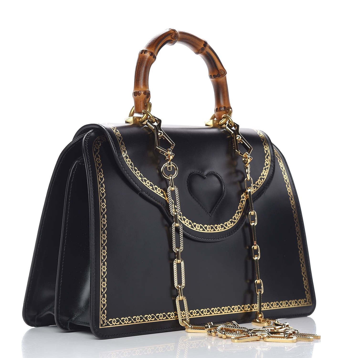 Gucci Calfskin Bamboo Medium Thiara Top Handle Bag Black 3 of 14