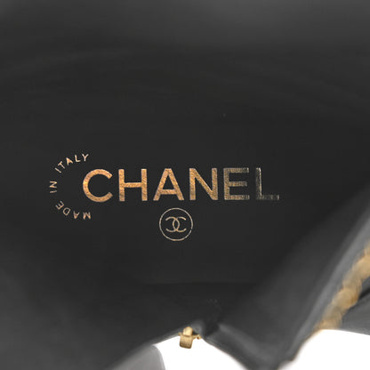 Chanel Lambskin Grosgrain Cap Toe Chain Short Boots 40 Black 7 of 8