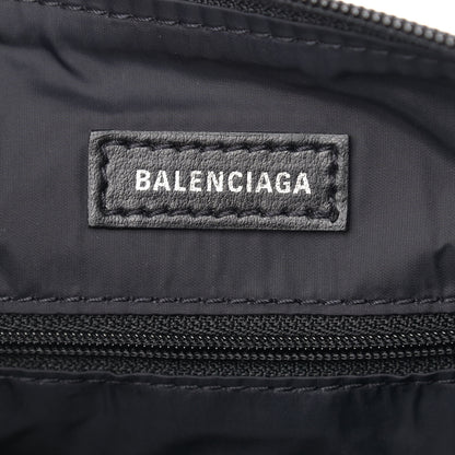 Balenciaga Recycled Sport Nylon Logo Embroidered Wheel Sling Bag Black White 6 of 9