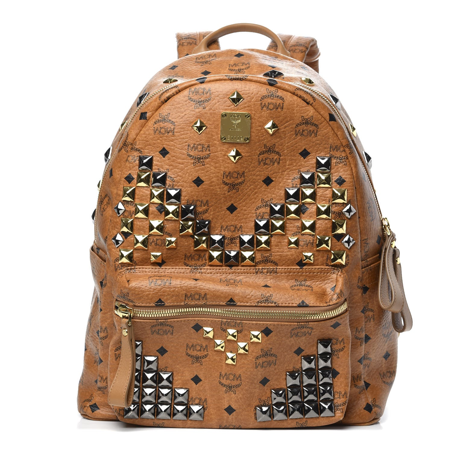 MCM Visetos Studded Medium Stark M Backpack Cognac 1 of 8