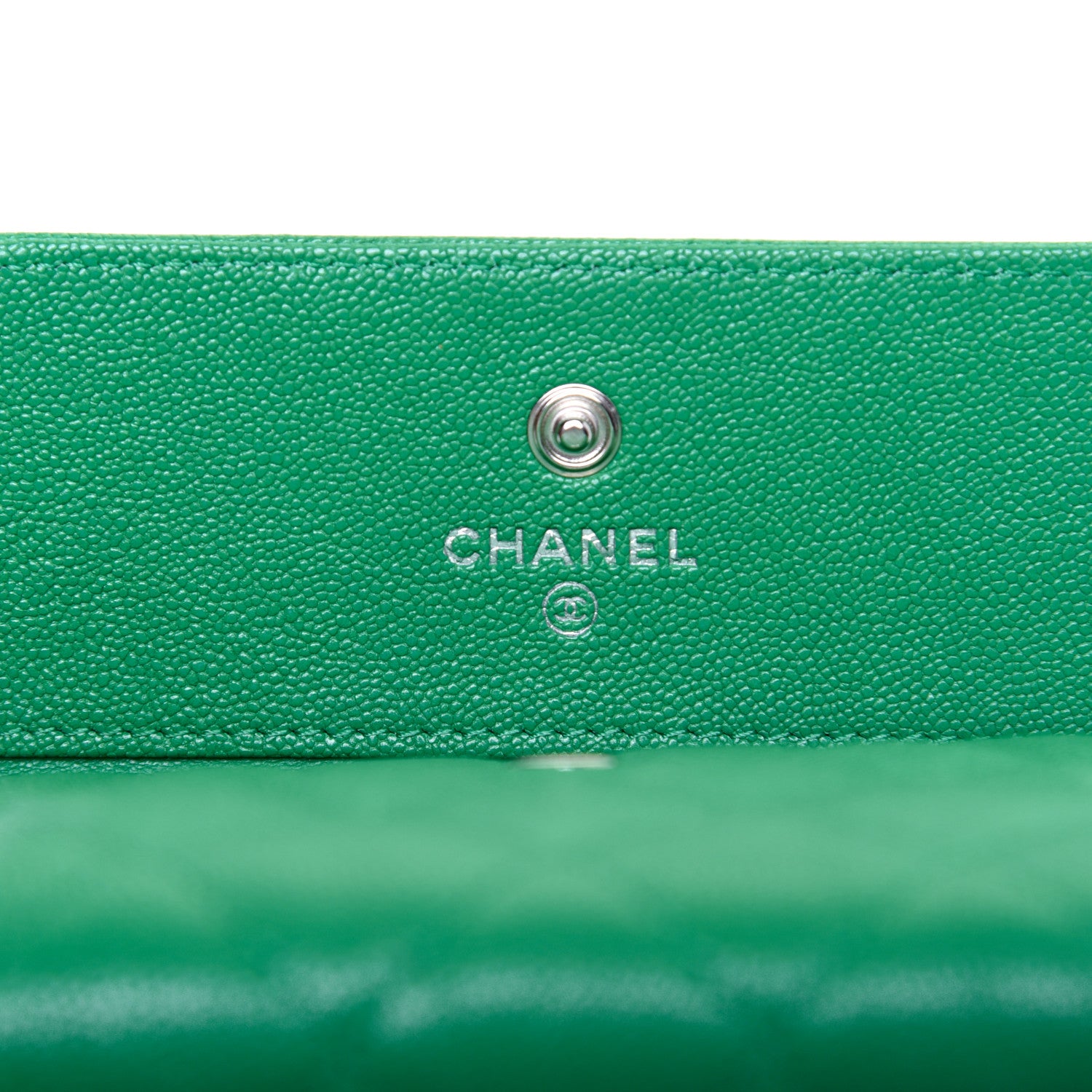 Chanel Caviar Quilted Compact Boy Wallet Green 8 of 12