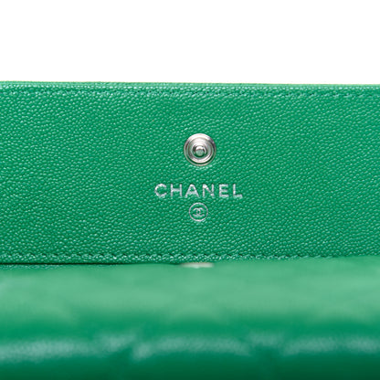 Chanel Caviar Quilted Compact Boy Wallet Green 8 of 12