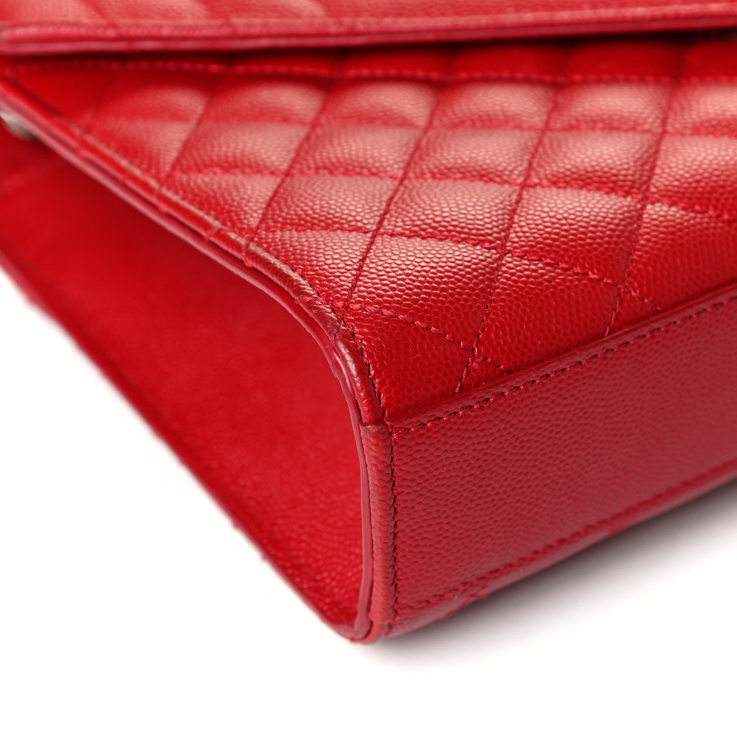 Saint Laurent Grain De Poudre Textured Mixed Matelasse Triquilt Medium Monogram Satchel New Red 5 of 7