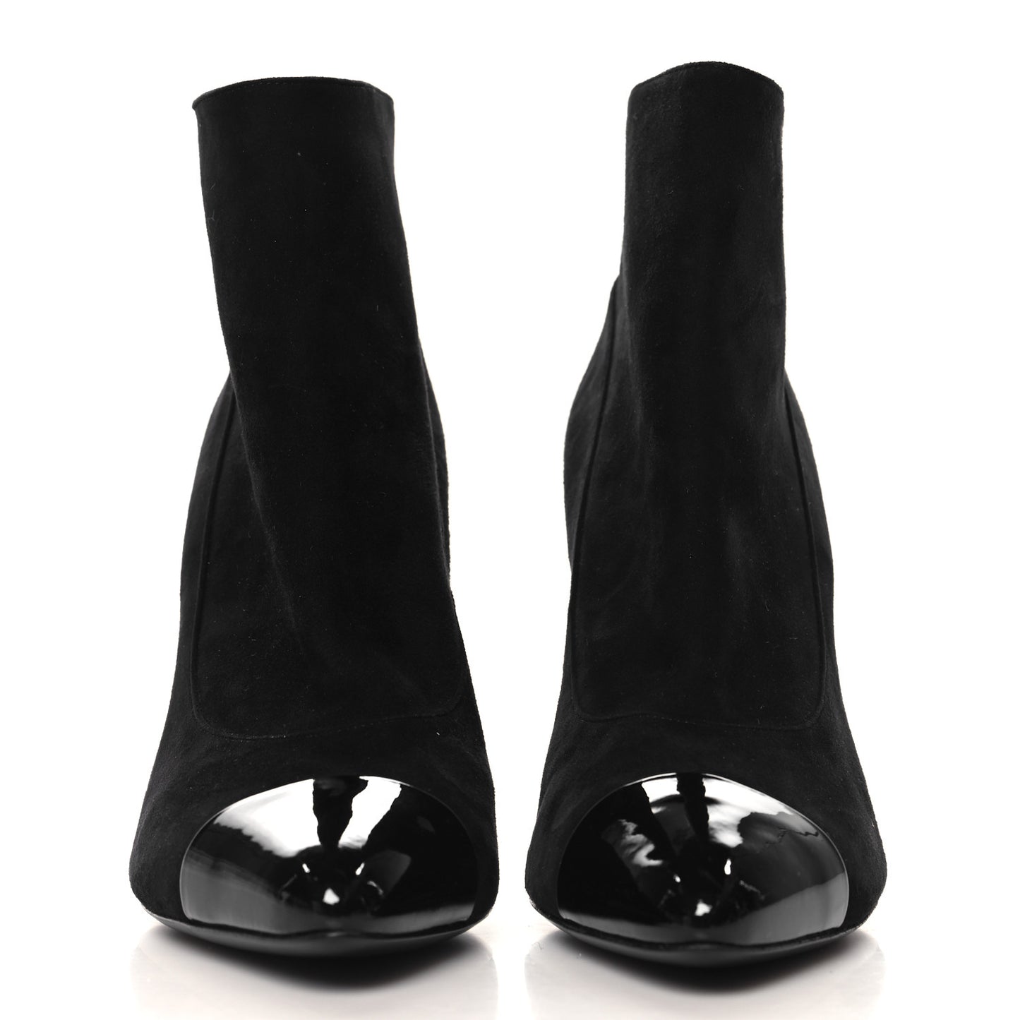Kid Suede Patent Calfskin Pearl Short Boots 39 Black