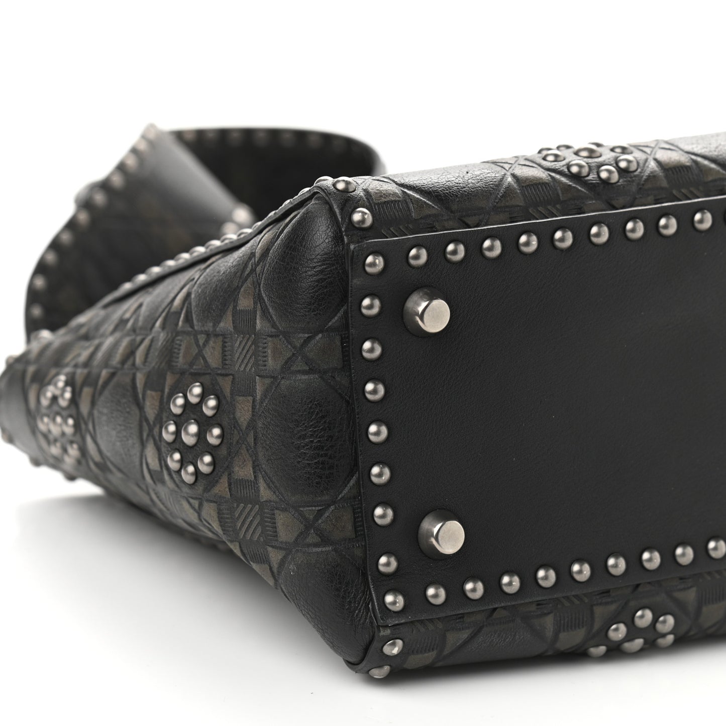 Calfskin Studded Flower Medium Lady Dior Black