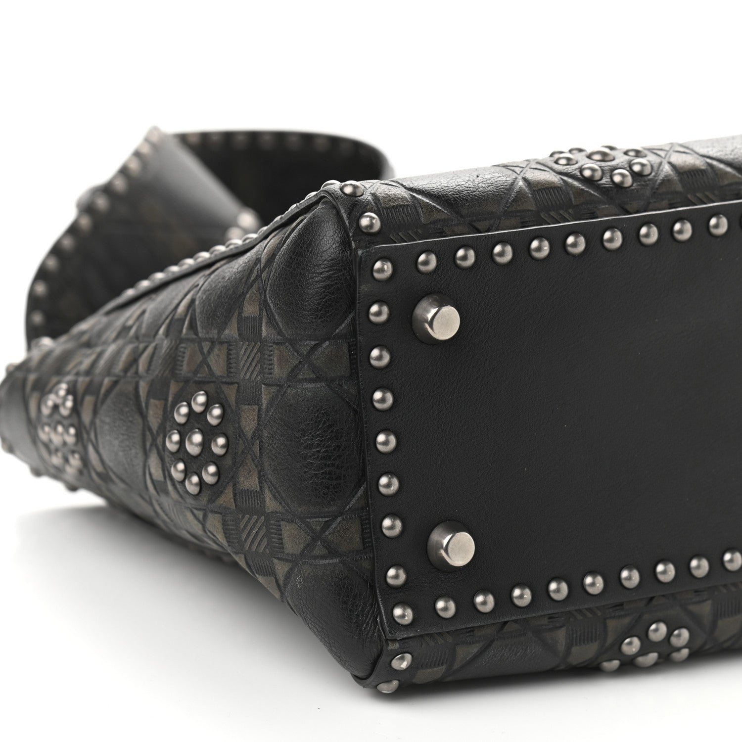 Christian Dior Calfskin Studded Flower Medium Lady Dior Black 7 of 13